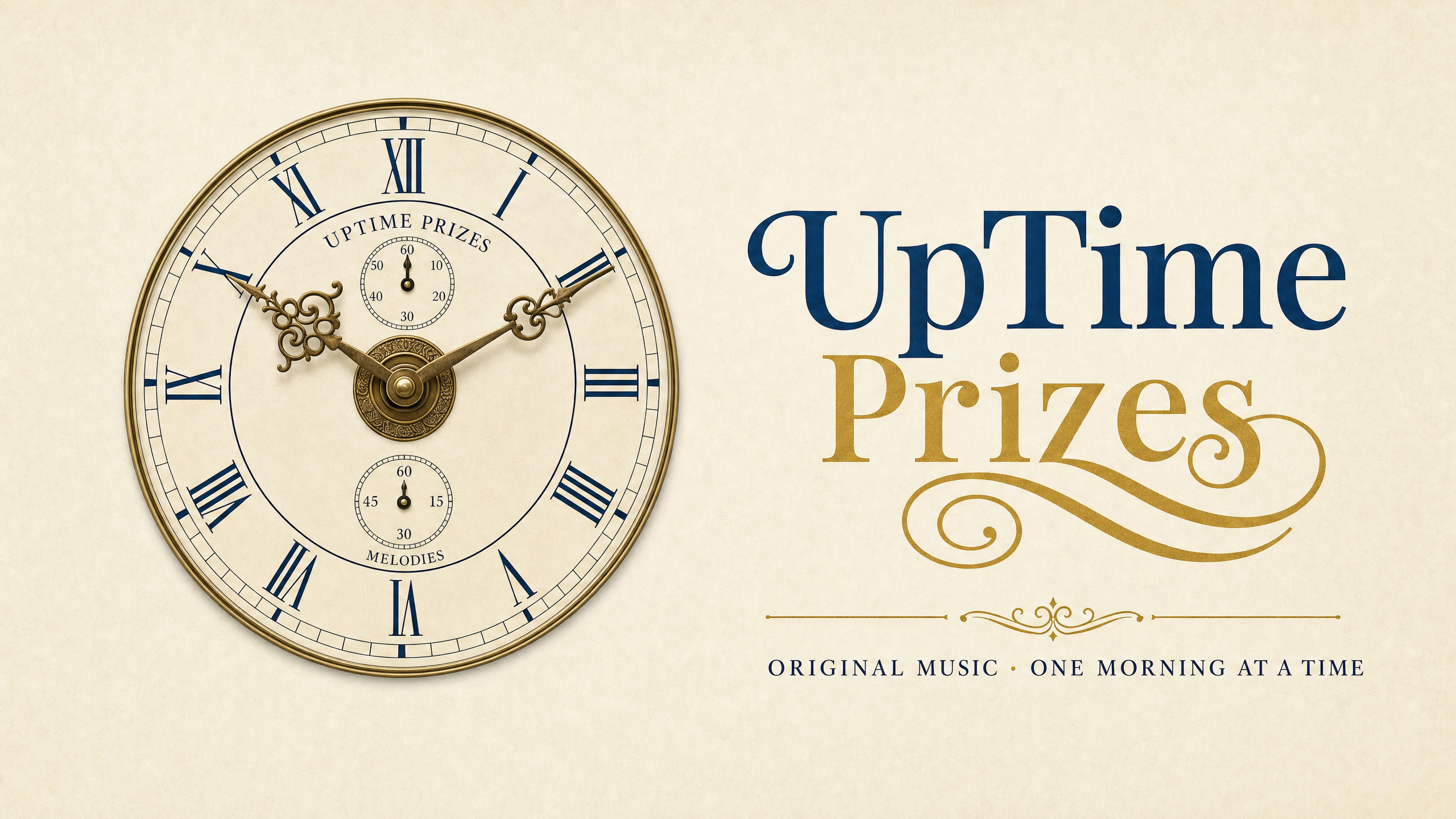 UpTime Prizes clock-and-wordmark artwork